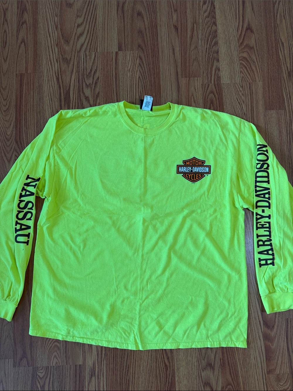 Harley-Davidson Neon Yellow Long Sleeve Tee with Black Logos